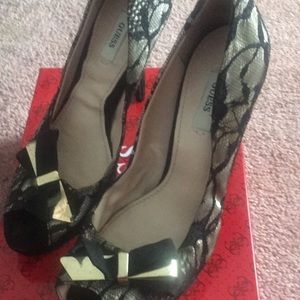 Guess size 8 black lace dress high heels